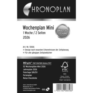 CHRONOPLA Ersatz Wochenplan         2026 50616Z.26 1W/2S in Zeilen           Mini