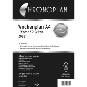 CHRONOPLA Ersatz Wochenplan         2026 50706Z.26 1W/2S in Spalten            A4
