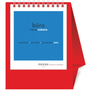 NOVOS     Tischkalender Europa      2026 500015    1M/1S rot ML         11.5x14cm