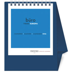 NOVOS     Tischkalender Europa      2026 500046    1M/1S dunkelblau ML  11.5x14cm