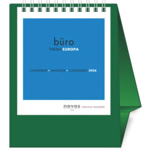 NOVOS     Tischkalender Europa      2026 500084    1M/1S dunkelgrün ML  11.5x14cm