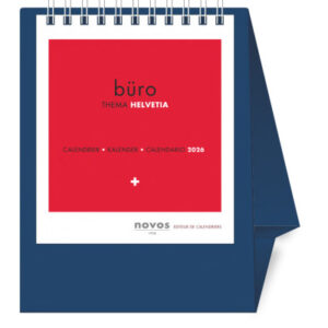 NOVOS     Tischkalender Helvetia    2026 501043    1M/1S dunkelblau ML  11.5x14cm