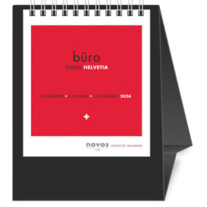 NOVOS     Tischkalender Helvetia    2026 501050    1M/1S schwarz ML     11.5x14cm