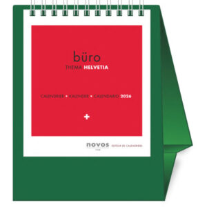 NOVOS     Tischkalender Helvetia    2026 501081    1M/1S dunkelgrün ML  11.5x14cm