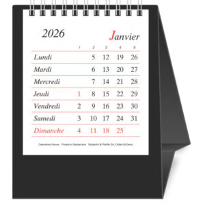 NOVOS     Tischkal. Pro Bristol F.  2026 508059    1M/1S schwarz FR     11.5x14cm