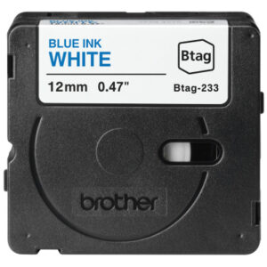 PTOUCH    Band blau/weiss   n. laminiert BTAG-233  PT-N10/N20/N25BT         12 mm