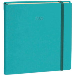 QUO-VADIS Agenda Exec. Prest. Silk  2026 905494Q   1W/2S türkis ML        16x16cm