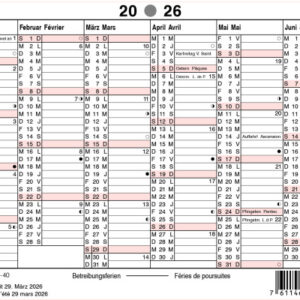 SIMPLEX   Wandkalender              2026 4032240   6M/1S rot/weiss DE/FR  A6 quer