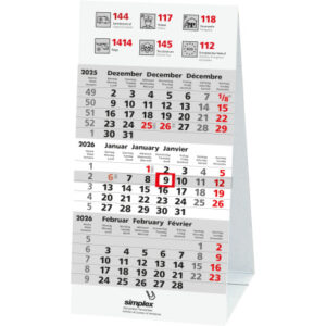 SIMPLEX   3-Monats-Tischkalender    2026 6370209   3M/1S               9.5x20.2cm