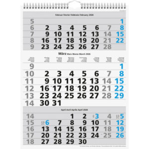 SIMPLEX   3-Monats-Wandkalender     2026 970006.26 3M/1S blau             31x40cm
