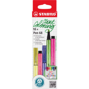 STABILO   Faserschreiber Pen   68    1mm 6818/10   Zick Zack Etui        18 Stück