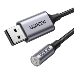 UGREEN    Audio Adapter USB 2.0,3.5mm 30757 BB  Aluminum Alloy 25cm,Grey
