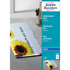 AVERY ZW. Selbstklebende Folie        A4 2501Z     0.17mm Inkjet         50 Blatt