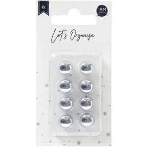 I AM CREA Dekomagnet Let`s Organize 4035.38   silber, rund           8 Stück