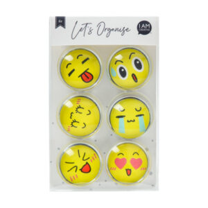 I AM CREA Magnet Smiley Let`s Organize 4035.64   Glas, 30mm             6 Stück