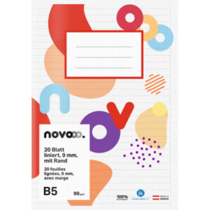NOVOOO    Schulheft                   B5 729773    9mm liniert mit Rand       90g