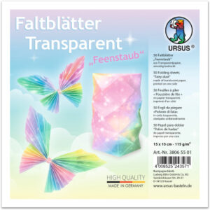 URSUS     Faltblätter Transparentpapier 38065501  Feenstaub,15x15cm     50 Blatt