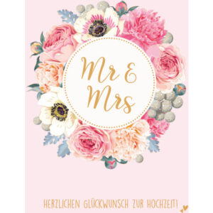 ABC       Hochzeitskarte              A4 53971     Blumenkranz Mr & Mrs