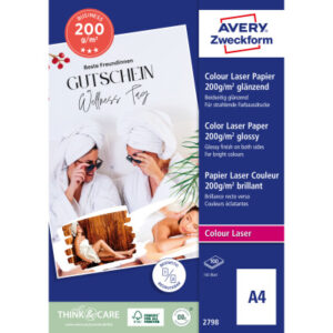 AVERY ZW. Laser Fotopapier            A4 2798      200g, weiss          100 Blatt