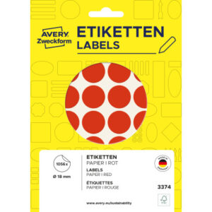AVERY ZW. Markierungspunkte         18mm 3374      rot                 1056 Stück