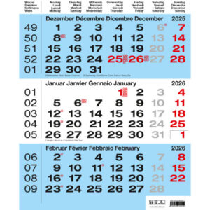 CALENDARI 3-Monats-Wandkalender     2026 36205519  blau                   31x40cm