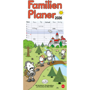 HEYE      Familienplaner Sheepworld 2026 22343+26  1M/1S DE 5 Spalten     21x45cm