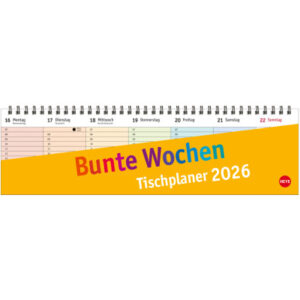 HEYE      Tischplaner Bunte Wochen  2026 23321+26  1W/1S DE            32.5x9.3cm