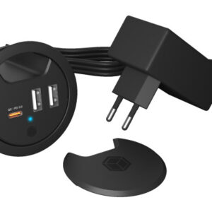 ICY BOX   In-Desk USB Hub  60 mm   black IBHUB1407 2x USB-A 10W PD 3.0 & QC 3.0