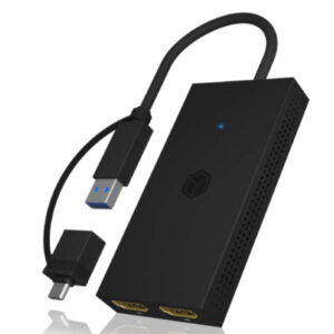 ICY BOX   Mobiler USB-Dual HDMI Splitter IB-SPL102 USB 3.2 Type-A / C