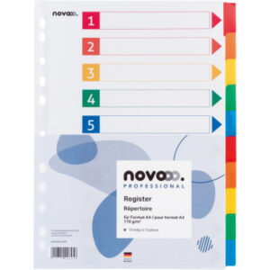 NOVOOO    Kartonregister              A4 40620     weiss 10-teilig, farbige Taben