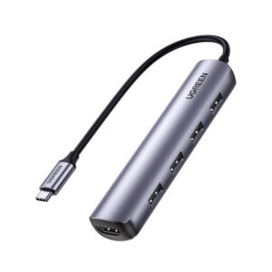UGREEN    USB-C Hub 5in1, Silver 20197     HDMI,4xUSB-A (BB)