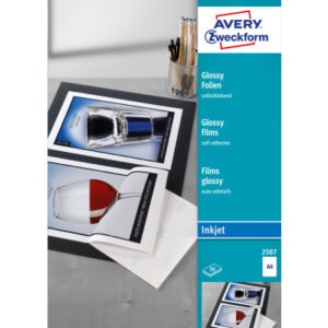 AVERY ZW. Glossy-Folie selbstklebend  A4 2507      0,2mm Inkjet          50 Blatt