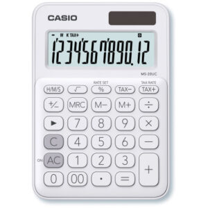 CASIO     Mini Taschenrechner MS20UCWE  12-stellig               weiss