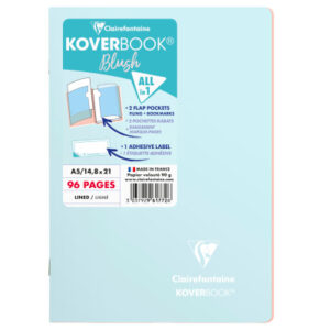 CLAIREFON Koverbook Schulheft Blush   A5 961772C   90g, liniert eisblau / koralle