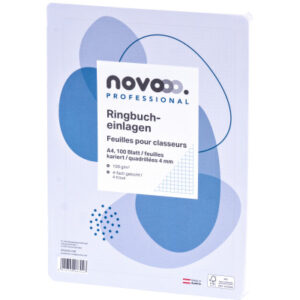 NOVOOO    Ringbucheinlagen            A4 729794    4mm kariert,100g, Rand 100 Bl.