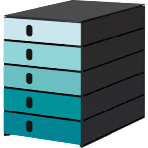 STYRO     Systembox styroval  öko 14-8000.9 aqua/schwarz 5 Schubladen