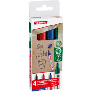 EDDING    Permanent Marker 3000  1.5-3mm 3000-4-2  4 Farben assortiert