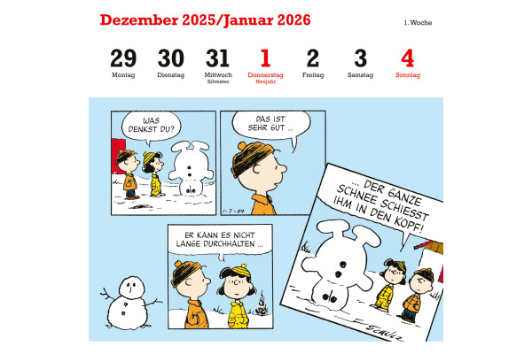 HEYE Postkartenkal. Peanuts 2026 22963+26 1W/1S DE 16.5x17.7cm – Bild 2