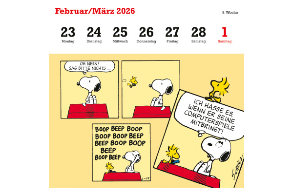 HEYE Postkartenkal. Peanuts 2026 22963+26 1W/1S DE 16.5x17.7cm – Bild 3