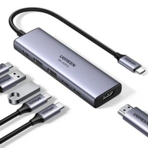 UGREEN    6-in-1 USB-C Hub 35999     10Gbps 4k60Hz, 100W, Gray