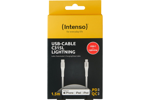 INTENSO Cable USB-C to Lightning 7902002 1.5 m, Nylon white – Bild 4