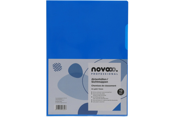 NOVOOO Pro Sichtmappen 140my A4 400197666 blau glatt 10 Stück – Bild 2