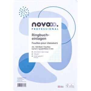 NOVOOO    Ringbucheinlagen            A4 729796    5mm kariert, 100g    100 Blatt
