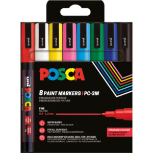 POSCA Marker 0.9-1.3mm PC-3M 8P 8 Stück, assortiert