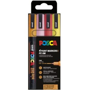 POSCA Marker 0.9-1.3mm PC-3ML 4P Warm Sparkling 4 Stück