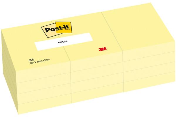 POST-IT   Block                  38x51mm 653Y      gelb/100 Blatt       4x3 Stück
