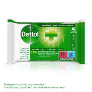 DETTOL    2in1 Desinfektionstücher 3025686   Antibakteriell        15 Stück
