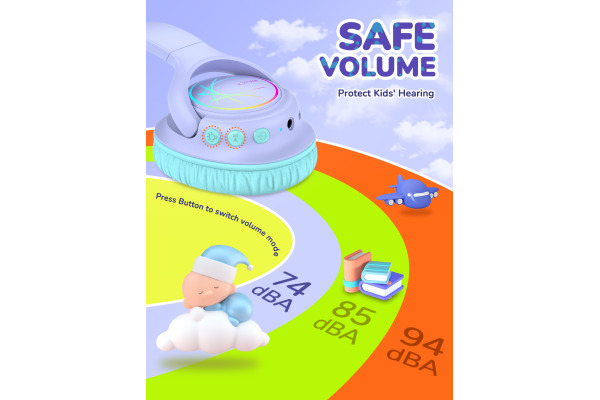 ICLEVER Kids Bluetooth Headphones C10-2083N BTH18, LED, 43h, purple – Bild 2