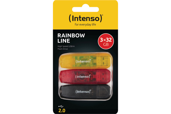 INTENSO USB-Stick Rainbow Line Pack 3502483 3x 32GB yellow, red, black – Bild 3