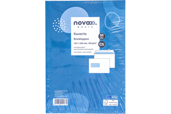 NOVOOO Couvert m/Fenster links C5 731514 100g, weiss 50 Stück